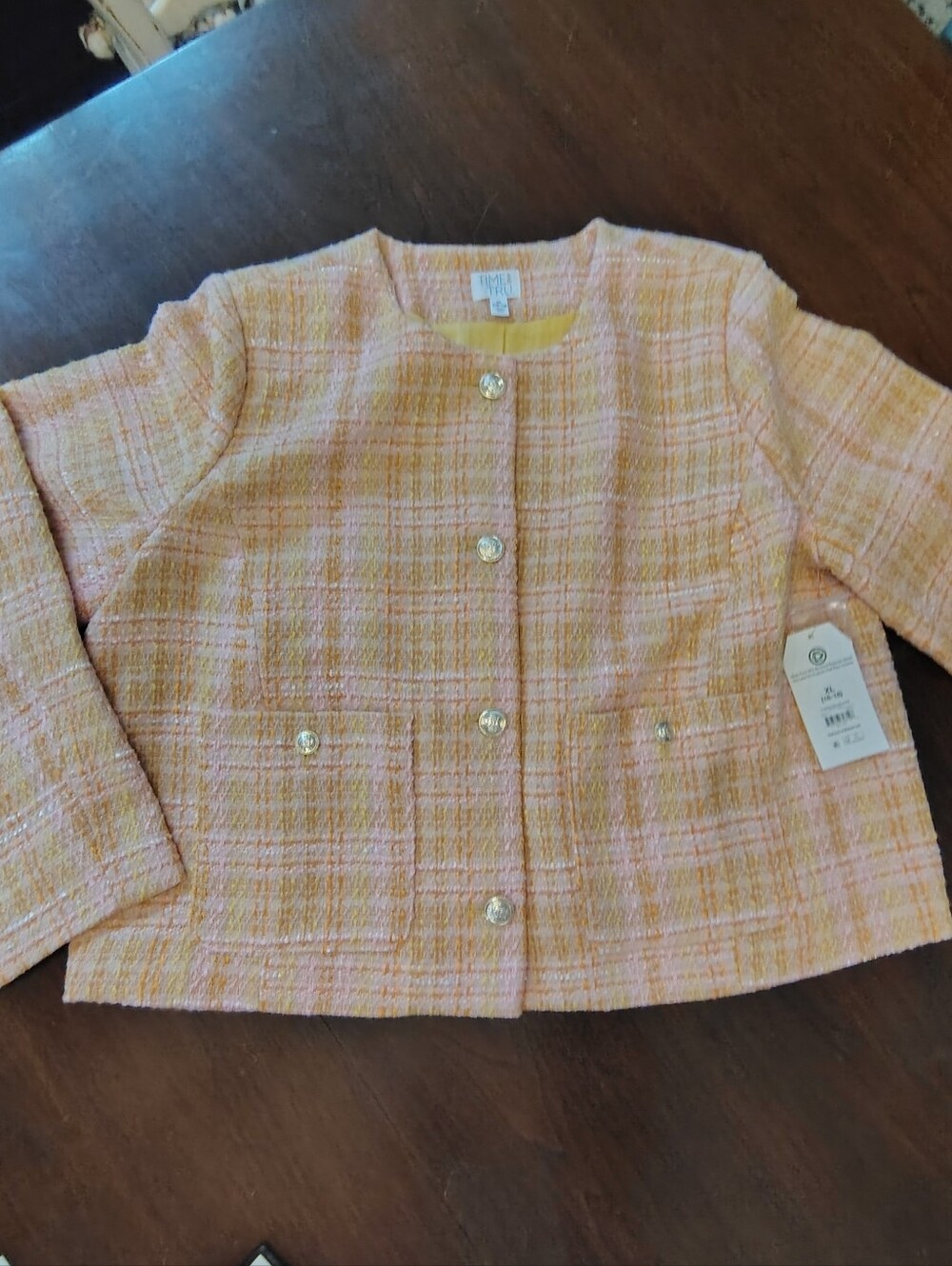 Pink and Cream Tweed Blazer size XL NWT